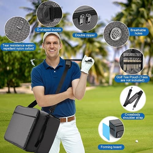 Golf Trunk Organizer for Car SUV with Shoe Compartment & Divider | 2-Layer Golf Storage Bag for Balls, Tees, Accessories | Waterproof Golf Locker Gift for Men, Dad, Golfers thumbnail 5