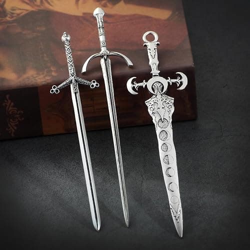 3-Piece Sword Hair Pin Set – Gothic and Viking Hair Accessories for Women, Medieval Hair Sticks & Renaissance Hair Jewelry thumbnail 4