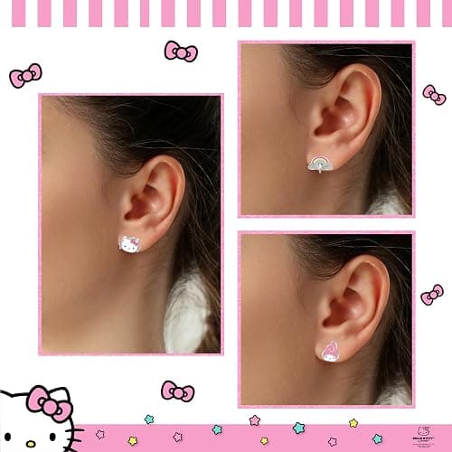 Sanrio Hello Kitty and Friends Clip On Earrings 3-Pack Official License - Rainbow, My Melody and Hello Kitty Earrings thumbnail 2
