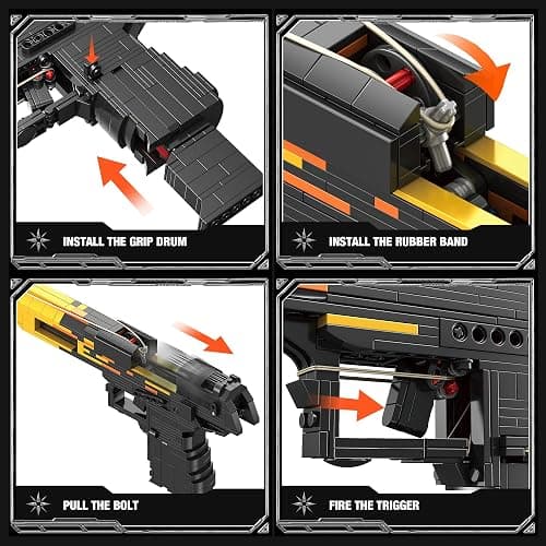 Fluorspar blaster Building Block Gun for Adults, 1: 1 Pistol Building Set for Boys Age 14+ Model Gun That Shoot Rubber Band DIY Assembling, Collectible Gift for Toy Lovers, 700Pcs thumbnail 6