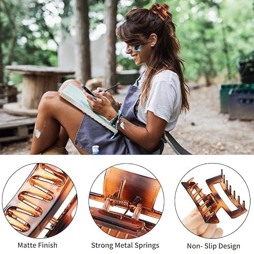 Sisiaipu Hair Clip, 3.5 Inch Medium Hair Claw Clips 6 Pack for Women and Girls - Amber Hair Accessories thumbnail 4