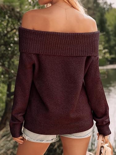 LILLUSORY Off The Shoulder Sweater Oversized Fall Going Out Tops | Stay Put Neckline Ultra Soft Knit Cute Sexy Date Night Sweater Dress winter Trendy Fashion Outfits Casual Clothes thumbnail 4