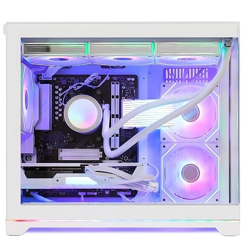 HELLOLAND Ocean Park Gaming PC Desktop -AMD Ryzen 5 9600X 6-Core 3.9GHz -GeForce RTX 5060 8GB -32GB DDR5 RAM -1TB PCIe SSD -850W PSU -360mm AIO & APP RGB Fan Control -WiFi & BT -Windows 11 -White thumbnail 6