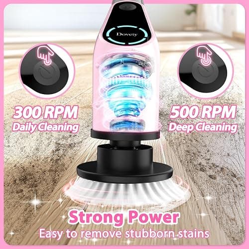 Electric Spin Scrubber, Cordless Cleaning Brush, Shower Scrubber with 8 Replaceable Brush Head, Power Cleaning Brush with Extension Handle, 2 Adjustable Speed, for Bathtub Tile Floor (Pink) thumbnail 3
