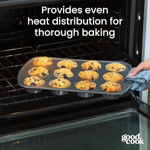 GoodCook Everyday Nonstick Steel Muffin Pan, 12 cup, Gray thumbnail 5