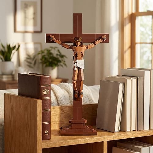 TLOEP Jesus Crucifix Building Set, Christian Cross Display Model (588 Pieces), Faith-Based Religious Decor Statue for Home & Office, Christian Gift for Easter, Lent & Confirmation thumbnail 2