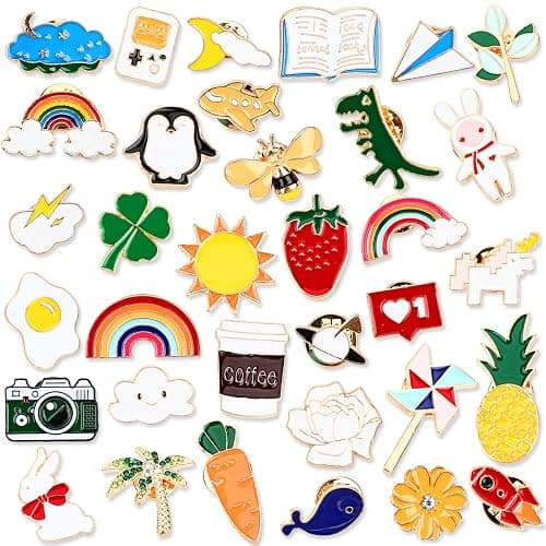 DTOFOOT 36 PCS Cute Enamel Pins Bulk Mixed Cartoon Enamel Brooches Set Funny Animal Plant Brooch Button Pins for Backpack Bags Hat Jacket Gifts - Image 1