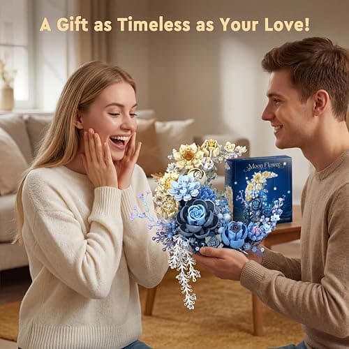 Loyratche Blue Moon Flower Building Set, Botanicals Wall Art Decor | Botanical Collection Artificial Flowers Building Block Kit Compatible with Lego for Adults Home Décor Wall Art Decoration thumbnail 8