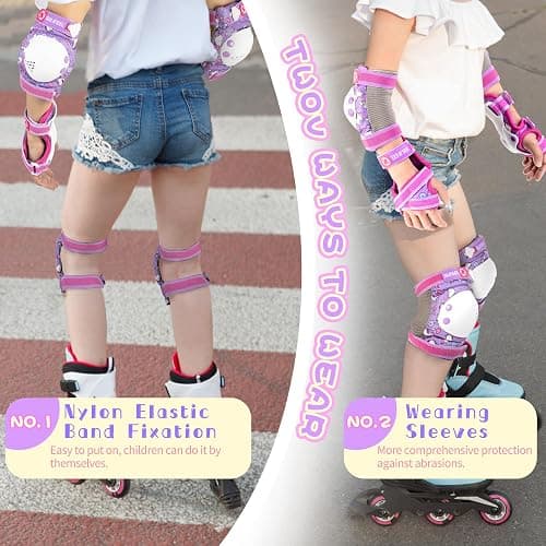 SULIFEEL Rainbow Unicorn Knee Pads for Kids Knee Elbow Pads Wrist Guards with Drawstring Bag Adjustable Protective Gear Set for Girls Roller Skating Bike Cycling Skateboard Scooter thumbnail 5