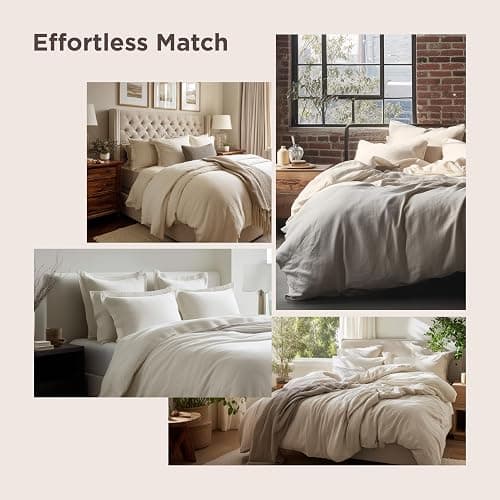 Bedsure Oversized King Duvet Cover - 3 Pieces Prewashed Cotton-Like Polyester Extra Soft Bedding Set, Includes 1 Duvet Cover 120x98 Inches with Zipper Closure & 2 Pillow Shams, Linen, No Comforter thumbnail 8