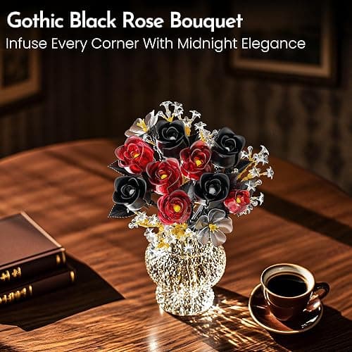 SOOLIO Rose Flower Bouquet Building Set for Adults, Valentines Creative Gift for Women Teen Girlfriend Anniversary, Artificial Floral Botanicals Collection Gothic Decor for Home or Office (414 PCS) thumbnail 5