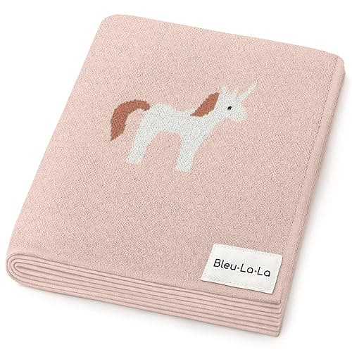 Bleu La La Baby Swaddle Blanket for Girls 100% Cotton Buttery Soft Cozy Receiving Swaddle Crib Stroller Blanket for Shower Gift Registry for Newborns, Infants, Toddlers (Unicorn - Pink) - Image 1