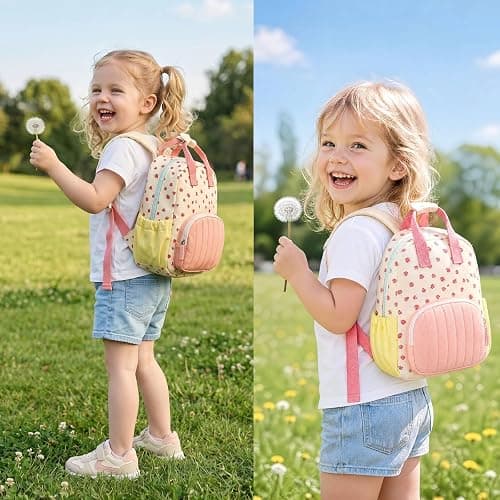 GAGAKU Toddler Backpack for Girls 2-4 Strawberry Cute Preschool Kindergarten Backpack with Name Tag Soft Cotton Small Bookbag for Daycare Lightweight Adjustable Straps with Chest Buckle thumbnail 3