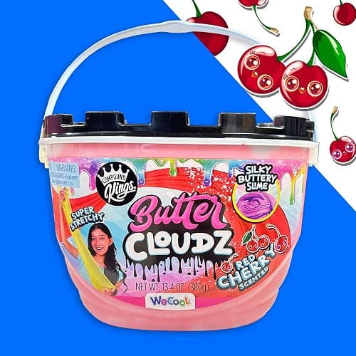 COMPOUND KINGS Fluffy Butter Cloudz Compound Bucket for Girls & Boys | Sensory Toys | Non-Toxic & Non-Sticky | Stress Relieving Tactile | (Red Cherry) thumbnail 2