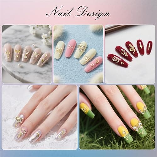 Artdone Nail Art Studs Kit, 3D Gold Cross Nail Charms and Diamond Butterfly Gems Bulk Nail Jewels Shiny Star and Moon for DIY Professional Manicures Decoration thumbnail 7