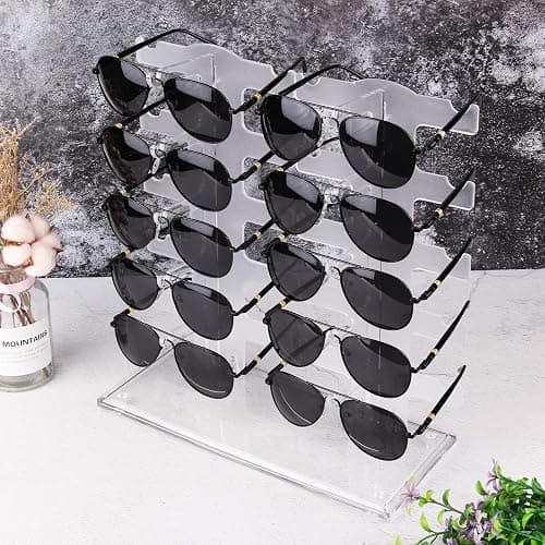 Lamoutor 2 Row Sunglasses Rack Holder Glasses Display Stand Transparent thumbnail 2