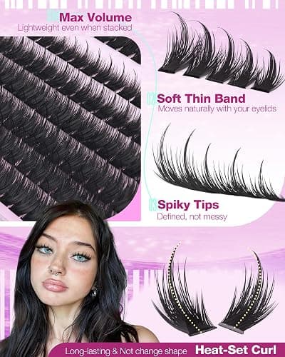 Manga Lash Clusters with Spikes Fairy Eyelash Clusters Wispy Cluster Eyelash Extensions 80D 100D Anime Lash Clusters with Bottom Lashes Natural DIY Individual Lashes by Lanflower thumbnail 4