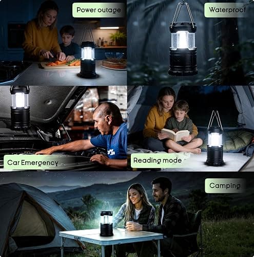 MalloMe LED Camping Lantern, Battery Powered Lanterns for Power Outages, Portable Hanging Collapsible Camping Lights for Outdoor, Home, Emergency, Hurricane Lamp Survival Outage Light 3 x AAA Operated thumbnail 7
