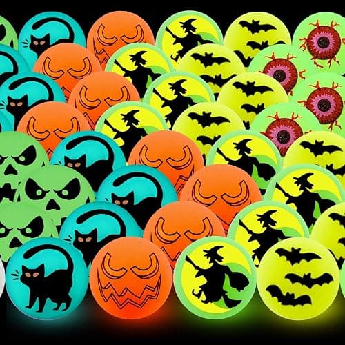 72 PCS Halloween Glow in The Dark Bouncing Balls, Party Favors Supplies | Halloween Theme Glowing Bouncy Balls, for Halloween Party Supplies, Party Favors, Trick or Treating Goodies thumbnail 4
