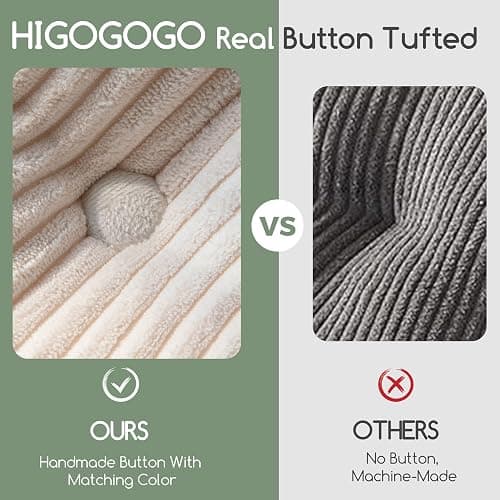 HIGOGOGO Papasan Chair Cushion with Corduroy Cover (Without Chair), 48 x 48 Inch Supportive Cushion, Overstuffed Chair Cushion,Beige thumbnail 8