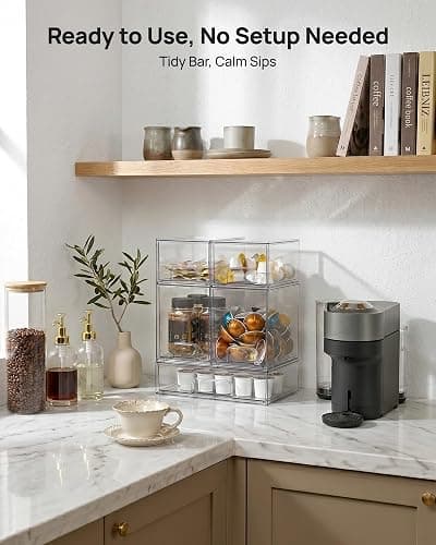 Vtopmart Stackable Storage Drawers Set of 5, Clear Plastic Organizer Bins for Baby Bottle, Beauty Supplies Storage, Ideal for Kichen Countertop, Vanity, Bathroom, Cabinet, Pantry Organization thumbnail 2