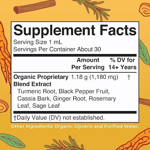 MaryRuth Organics USDA Turmeric Gold Liquid Drops | Herbal Blend | Turmeric Curcumin | Black Pepper | Cassia Cinnamon Bark | Ginger Root | Immune Support | Non-GMO Project Verified | Vegan | 1oz thumbnail 6