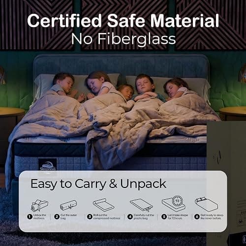 Sleepnexis 10 Inch Queen Hybrid Memory Foam Mattress in a Box – Cooling Gel, Medium Firm, Fiberglass Free, Back Pain Relief, Pocket Coils, Motion Isolation, CertiPUR-US Certified Queen Mattress thumbnail 5