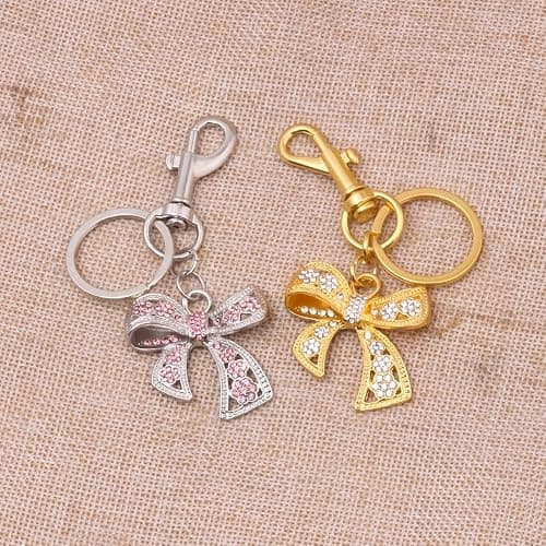 SORGERLY Sparkly Bow Bag Charm Keychain - Rhinestone Bow Key Chain for Women - Cute Purse Handbag Charms Accessories thumbnail 5