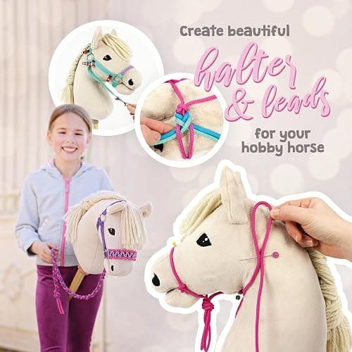 kullaloo DIY Hobby Horse Halter Kit ✦ Make Stick Horse Head Collars, Rope Halters & Reins ✦ Includes Instructions ✦ Teal/Mustard thumbnail 2