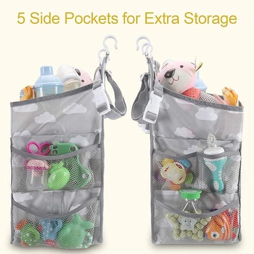 Accmor Hanging Baby Diaper Caddy Organizer, Diaper Stacker, Baby Crib Hanging Classified Storage Bag Organizer for Changing Table, Crib, Playard or Wall & Nursery Organization, Grey Cloud thumbnail 4