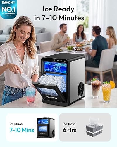 EUHOMY Nugget Ice Maker Countertop, 44Lbs/24H Sonic Ice Maker Machine, Self-Cleaning Pellet Ice Makers with Ice Scoop&Basket, Countertop Pebble Ice Maker for Home/Kitchen/Office thumbnail 2