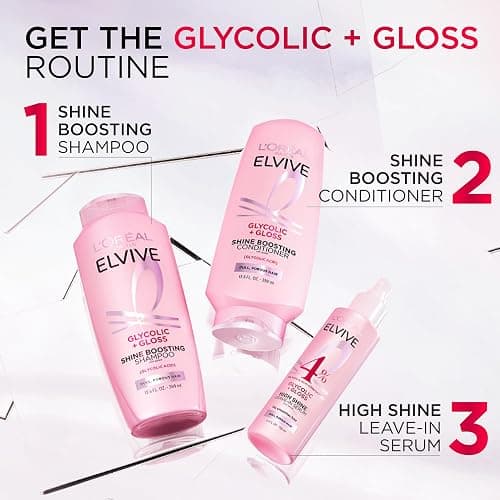 L'Oreal Paris Elvive Glycolic + Gloss High Shine Leave-In Hair Serum, Smooths Dull, Porous Hair Into High-Shine, Glossy Hair, 4.4 Fl Oz thumbnail 8
