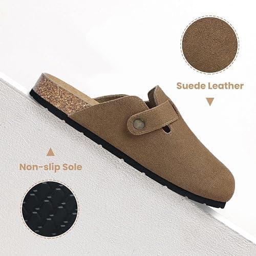 Xiakolaka Women's Genuine Suede Clogs with Arch Support | Slip On Comfort Cork Footbed Mules, Non-Slip Potato Shoes, Adjustable Metal Buckle, Suitable for Casual Daily Wear & Walking thumbnail 5