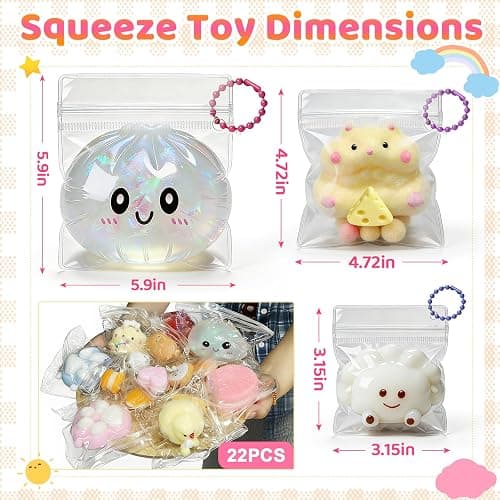 AZBFAN 22PCS Squishy Toys,Dumpling Squishy,Cat Paws, Ultra-Soft TPR Material, Squeeze Toys Set are Perfect for Stress Relief for Both Children & Adults, Classroom Birthday Gifts thumbnail 2