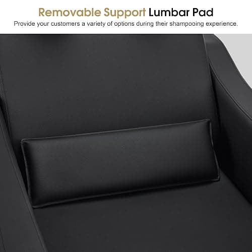 BarberPub Backwash Shampoo Station Chair, Adjustable Porcelain Ceramic Hair Wash Bowl with Chair, Shampoo Station for Barber Shop, Spa Beauty Salon Equipment 9364 (Black) thumbnail 7