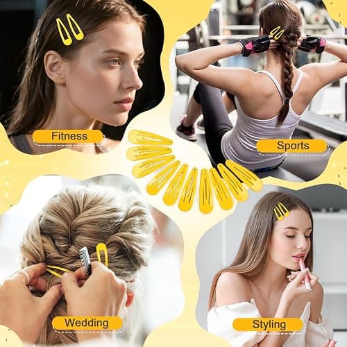 Pagabach 2 Inch Yellow Hair Clips Barrettes Metal Snap Clips for Women Durable Water Drop Ideal Hair Accessories for Hairdressing Wedding and Everyday Use 20 pcs thumbnail 6