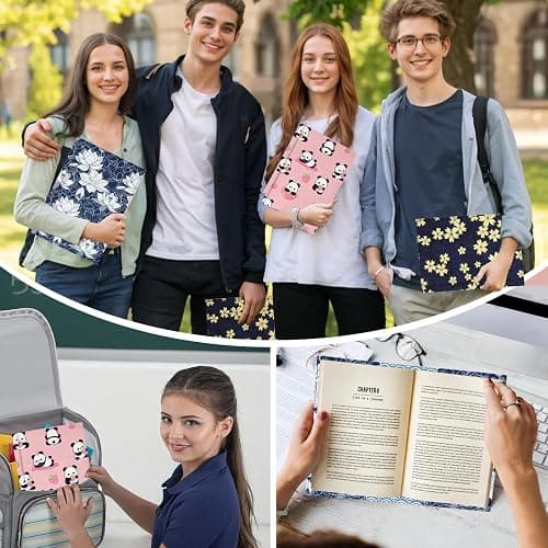 QRZIQRZ Book Cover Protector for Paperback,Adjustable Soft Canvas Fabric Book Cover with Pocket Bookmark,Double Side Print Book Dust Jacket Covers for Hardcover Book Lovers Gift Lotus Flower S thumbnail 7
