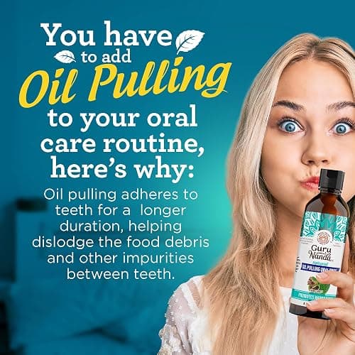GuruNanda CocoMint Oil Pulling Mouthwash for Complete Oral Hygiene, 7 Essential Oils & Vitamins for Happy Teeth & Gums & Fresh Breath, with Toothbrush & Tongue Scraper, Alcohol-Free, 8 oz thumbnail 3