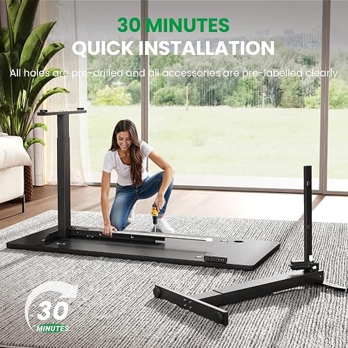 SIAGO Electric Standing Desk Adjustable - 48 x 24 Inch Sit Stand up Desk with Cable Management - 3 Memory Preset Adjustable Height Table thumbnail 8