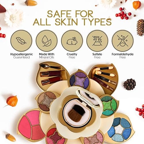 CoralBeau All In One Makeup Kit for Teens and Women - Flower Makeup Set for Girls 10-12 - Pigmented Eyeshadows, Lip Creams, Blushes, Concealer and Mirror - Full Starter Makeup Gift Set for Beginners thumbnail 3