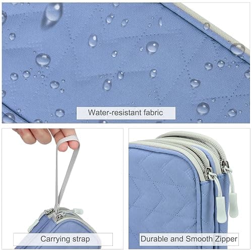 FYY Travel Cable Organizer Pouch Electronic Accessories Carry Case Portable Waterproof Double Layers All-in-One Storage Bag for Cord, Charger, Phone, Pattern Blue thumbnail 4