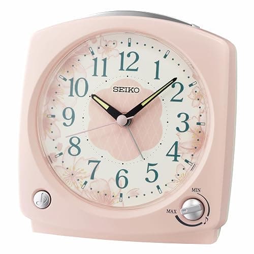 SEIKO QHP012PLH Non Ticking Melodies and Bedroom Alarm Clock, Pink, 4.7 x 5 Inches - Image 1