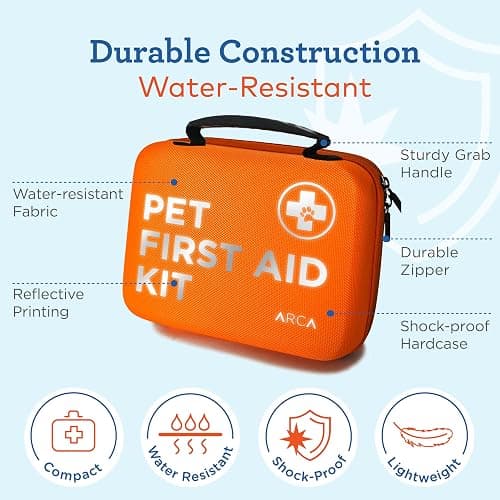 ARCA PET Cat & Dog First Aid Kit for Car - Pet Emergency Kit for Home Office Travel – Dog Camping Essentials with Digital Thermometer, Muzzle & Mini First Aid Pouch thumbnail 3