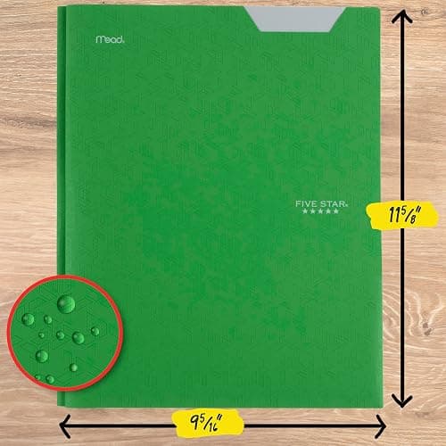 Five Star 2-Pocket Plastic Folder with Stay-Put Tabs and Prong Fasteners, Holds 8.5" x 11" Paper, Assorted Colors, 4 Pack (340300A) thumbnail 3