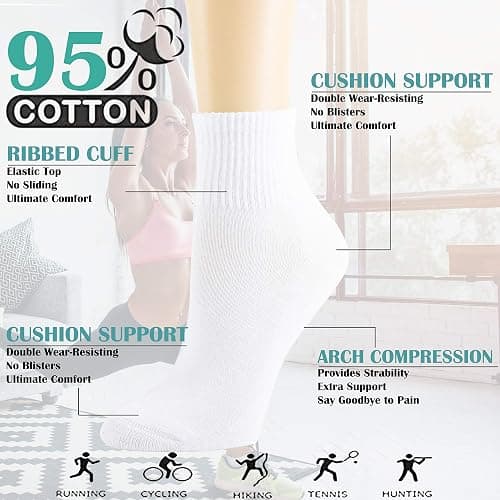 NevEND 6 Pairs Women's Mini Crew/Ankle Cotton Athletic Socks with Thick Cushioned 9-11 thumbnail 3