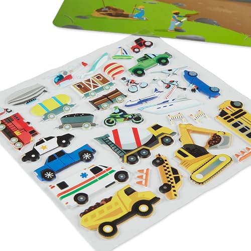 Melissa & Doug Vehicles Puffy Sticker Play Set Travel Toy with Double-Sided Background, 32 Reusable Puffy Stickers thumbnail 6