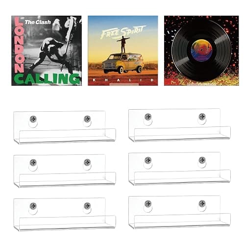 6 Pack Vinyl Record Holder, Acrylic Album Vinyl Holder, Clear CD Shelf, Photo/Picture/Record Shelves in Bedroom, Living Room Album Display (Clear) - Image 1