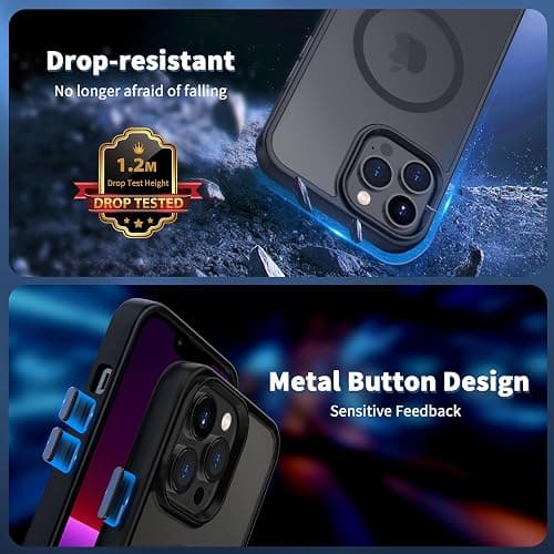 CACOE Magnetic Case for iPhone 13 Pro Max 6.7 inch-Compatible with MagSafe & Magnetic Car Phone Mount,Anti-Fingerprint TPU Thin Phone Cases Cover Protective Shockproof(Black) thumbnail 9