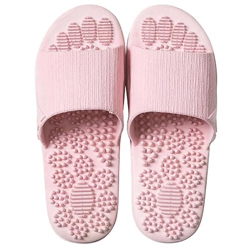 SvaTao Acupressure Massage Slippers Therapeutic Reflexology Sandals for Foot Acupoint Massage Shiatsu Arch Pain Relief Non-Slip Massage Shoes for Bath Shower (Gray, 7.5-8) - Image 1