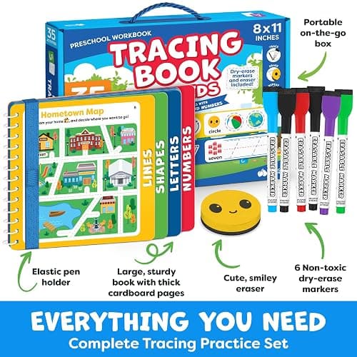 Preschool Learning Activities - Tracing Books for Kids Ages 3-5 - Toddler Handwriting Practice - Letter Tracing for Kids Preschool Kindergarten 3-4, 4-5 - 3 year old boy gift - Gifts for Grandkids thumbnail 2